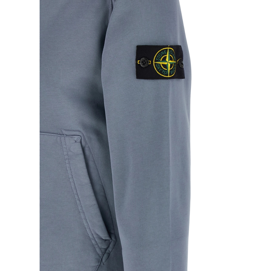 Sweat-shirt à capuche STONE ISLAND regular coton bleu jeans poche kangourou