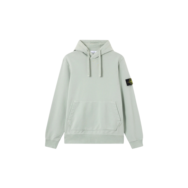 Sweat-shirt à capuche regular STONE ISLAND coton vert sauge poche kangourou