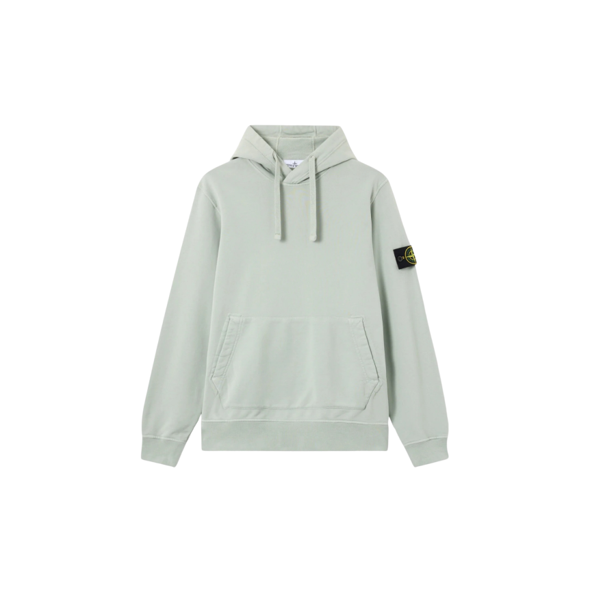 Sweat-shirt à capuche regular STONE ISLAND coton vert sauge poche kangourou