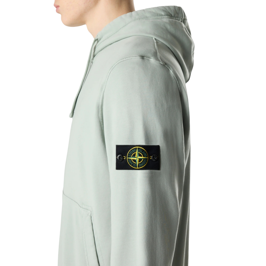 Sweat-shirt à capuche regular STONE ISLAND coton vert sauge poche kangourou
