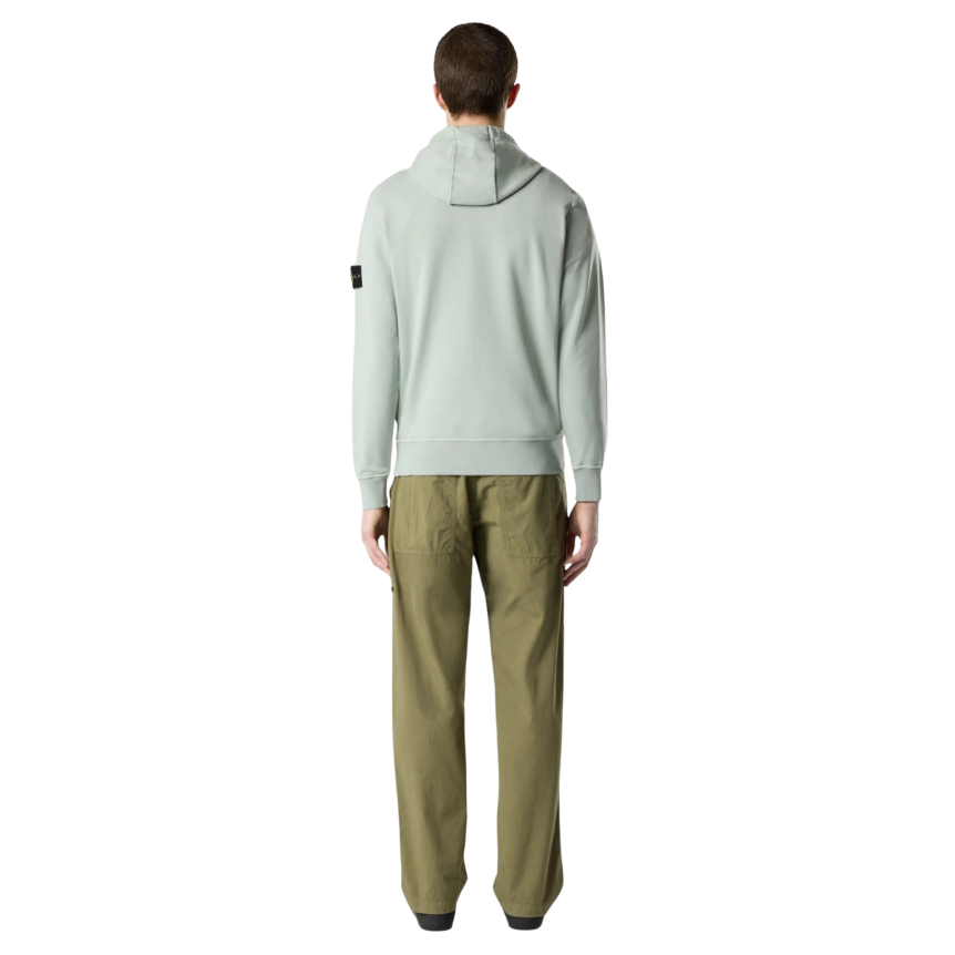 Sweat-shirt à capuche regular STONE ISLAND coton vert sauge poche kangourou