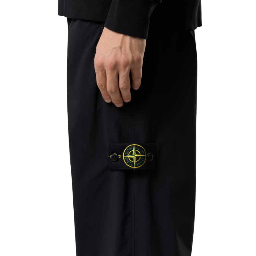 Pantalon survêtement STONE ISLAND ample poches zippées nylon stretch noir