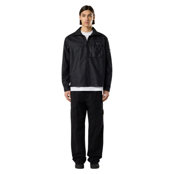 Pantalon cargo STONE ISLAND ample taille élastique sergé coton bio noir