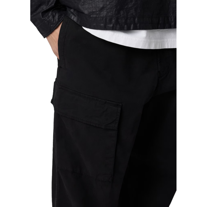 Pantalon cargo STONE ISLAND ample taille élastique sergé coton bio noir