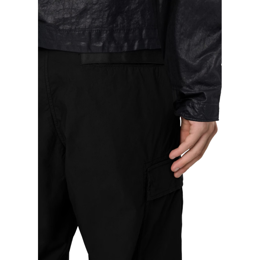 Pantalon cargo STONE ISLAND ample taille élastique sergé coton bio noir