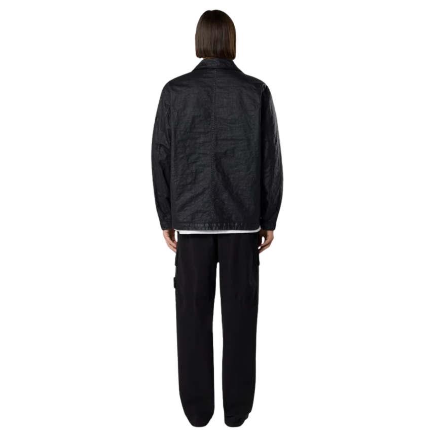 Pantalon cargo STONE ISLAND ample taille élastique sergé coton bio noir