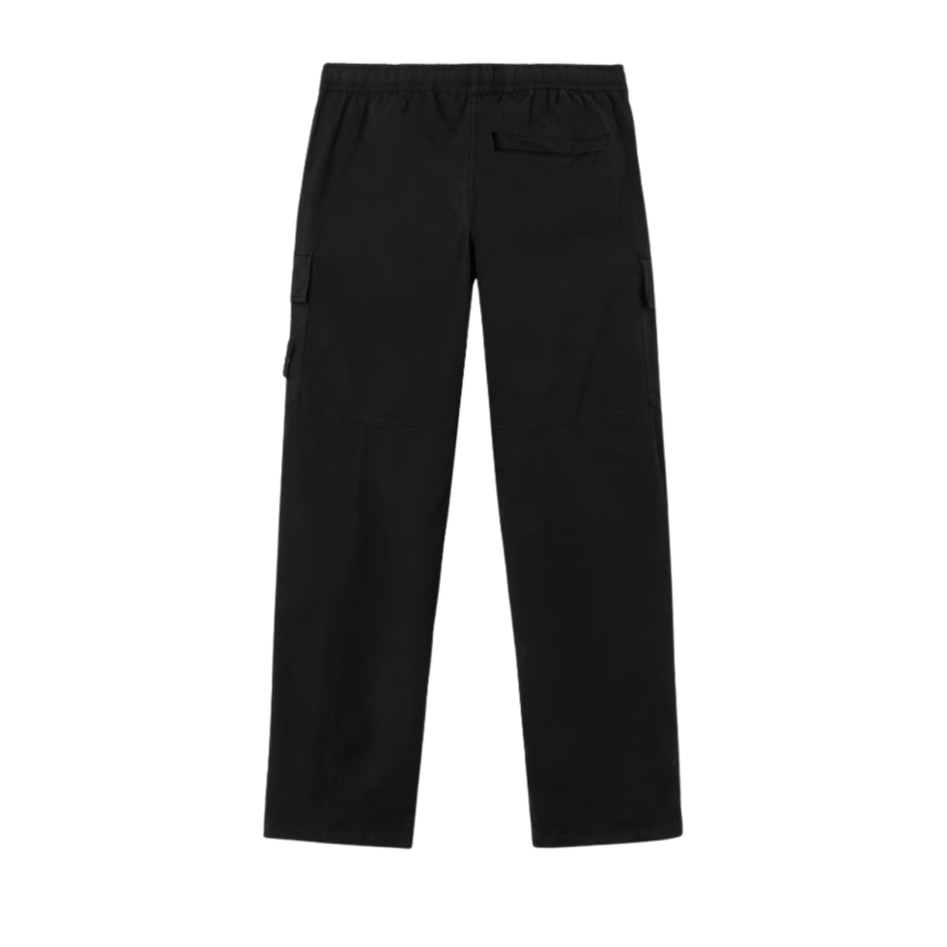 Pantalon cargo STONE ISLAND ample taille élastique sergé coton bio noir