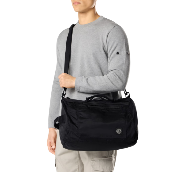 Sac polochon STONE ISLAND avec bandoulière amovible nylon métal noir