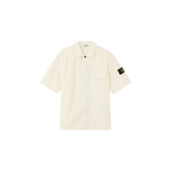 Chemise manche courte STONE ISLAND confort coton écru double poche poitrine