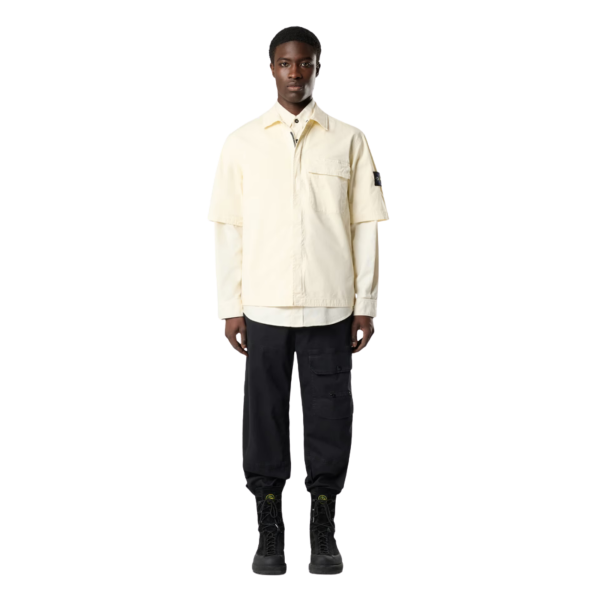 Chemise manche courte STONE ISLAND confort coton écru double poche poitrine