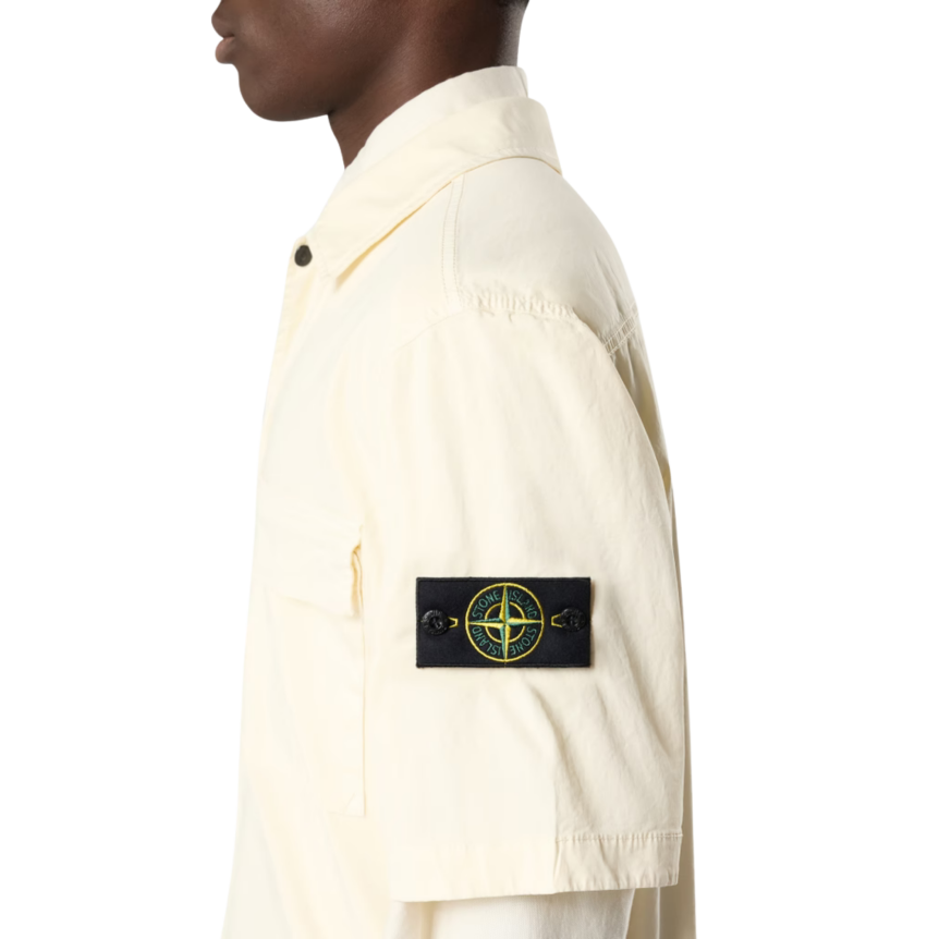 Chemise manche courte STONE ISLAND confort coton écru double poche poitrine