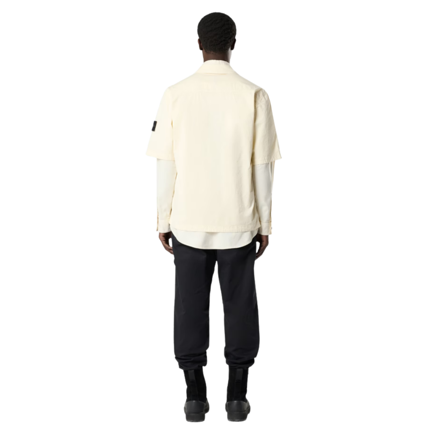Chemise manche courte STONE ISLAND confort coton écru double poche poitrine