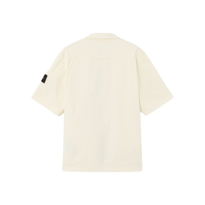 Chemise manche courte STONE ISLAND confort coton écru double poche poitrine