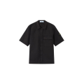 Chemise manche courte confort coton noir double poche poitrine