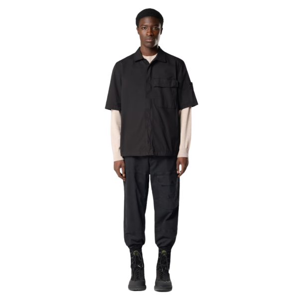 Chemise manche courte STONE ISLAND confort coton noir double poche poitrine