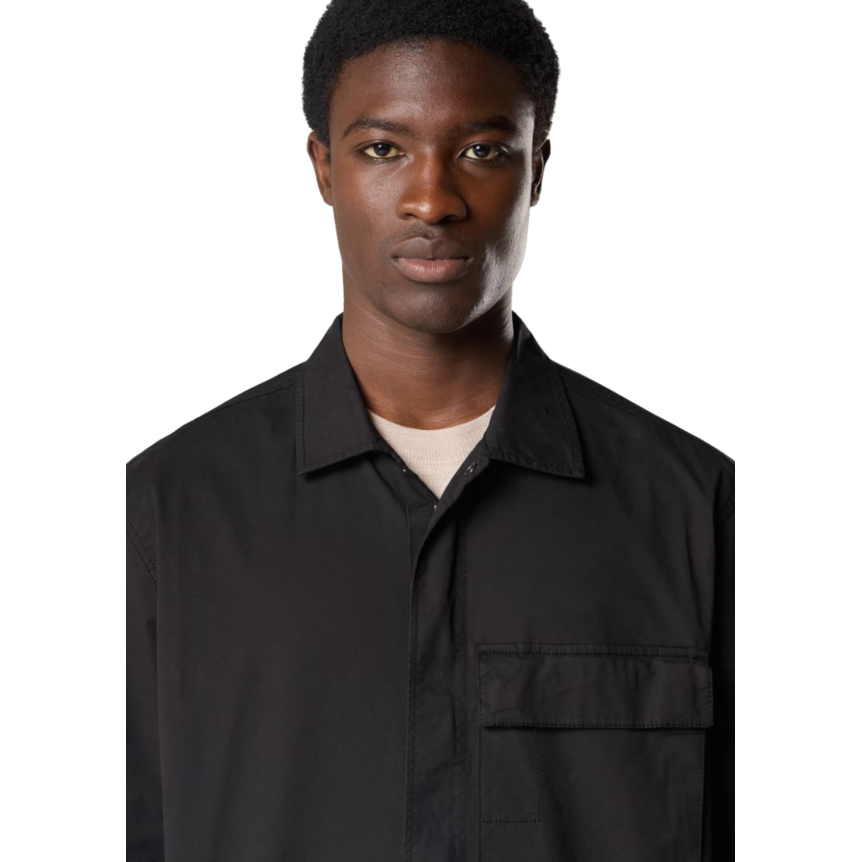 Chemise manche courte STONE ISLAND confort coton noir double poche poitrine