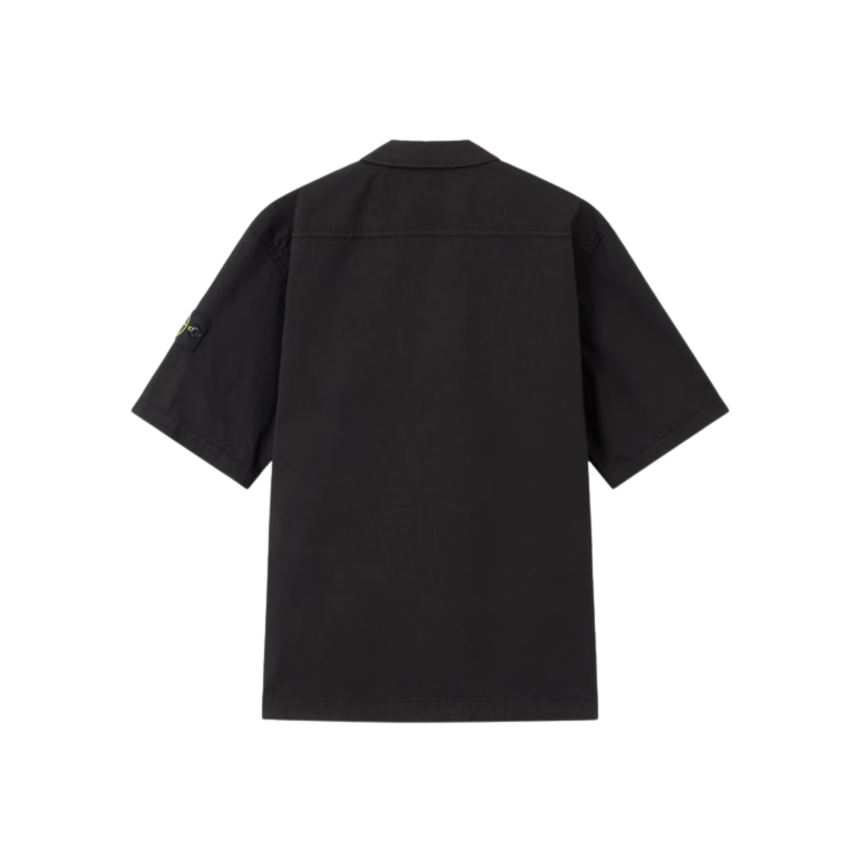 Chemise manche courte STONE ISLAND confort coton noir double poche poitrine