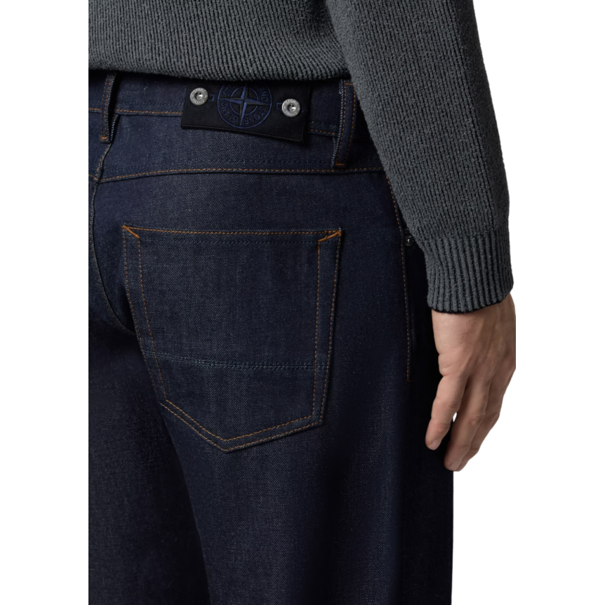 Jean droit regular STONE ISLAND cinq poches denim coton bleu indigo brut Denim Research
