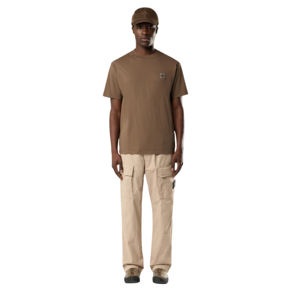 Pantalon cargo ample STONE ISLAND taille élastique sergé coton bio beige sable