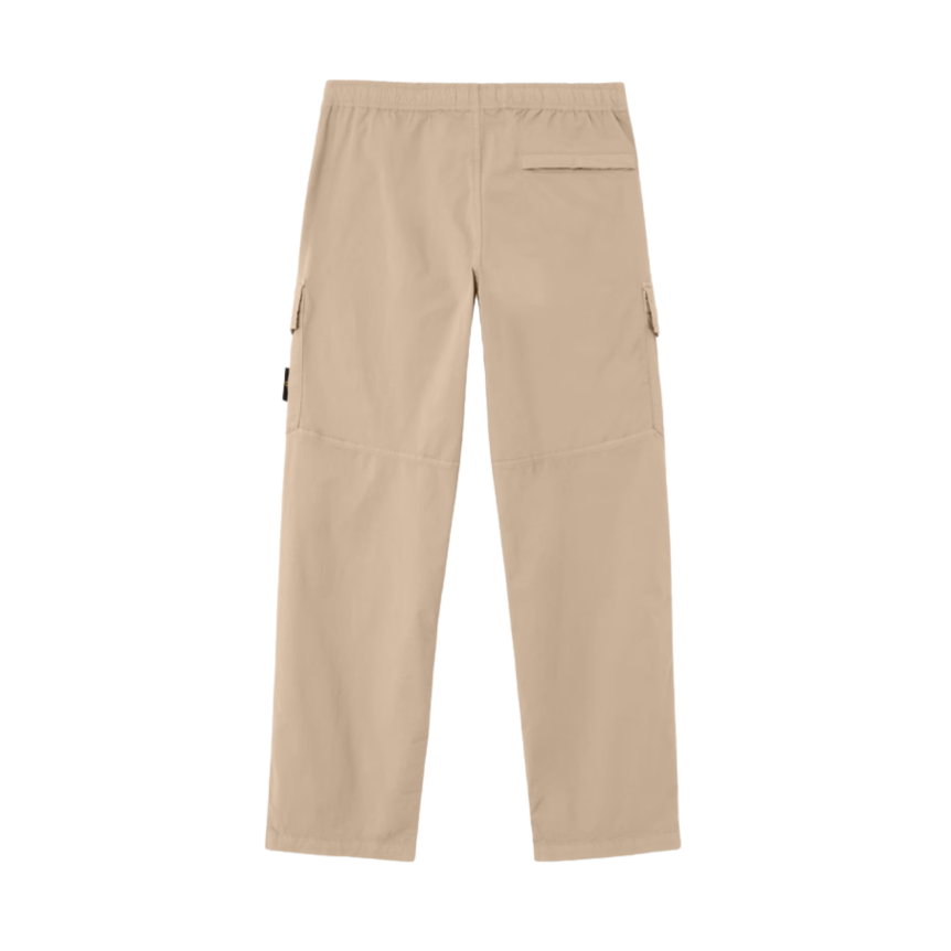 Pantalon cargo ample STONE ISLAND taille élastique sergé coton bio beige sable