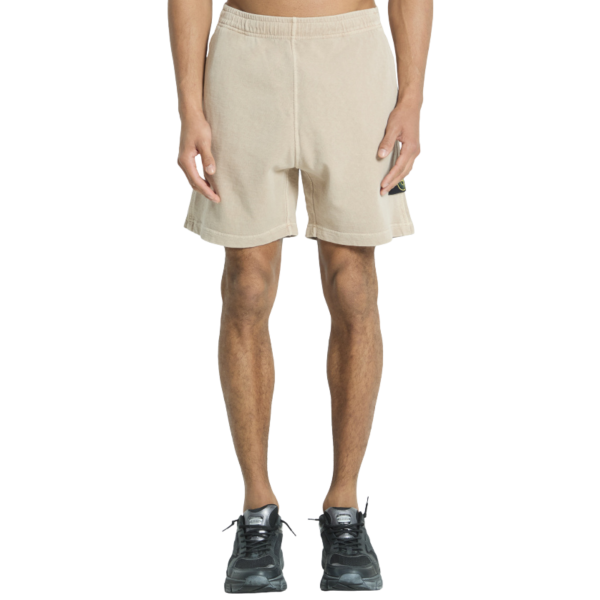 Short jogging STONE ISLAND molleton coton flammé beige desert