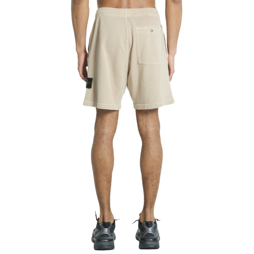 Short jogging STONE ISLAND molleton coton flammé beige desert