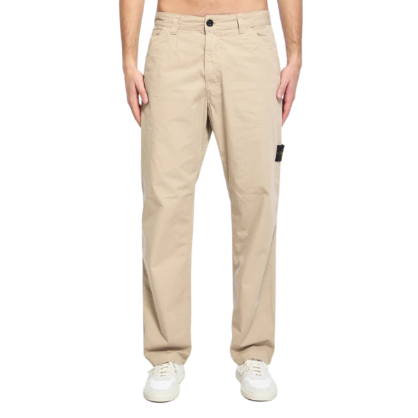 Pantalon chino STONE ISLAND décontracté ripstop mercerisé coton bio beige