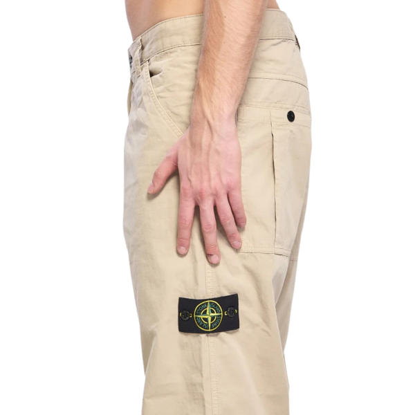 Pantalon chino STONE ISLAND décontracté ripstop mercerisé coton bio beige