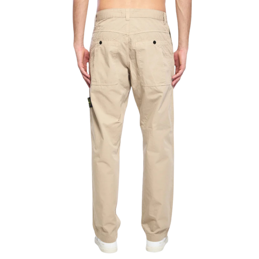 Pantalon chino STONE ISLAND décontracté ripstop mercerisé coton bio beige