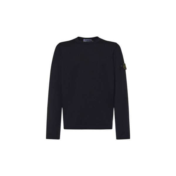 Pull ras-du-cou STONE ISLAND coton bio nylon noir manche roulotée