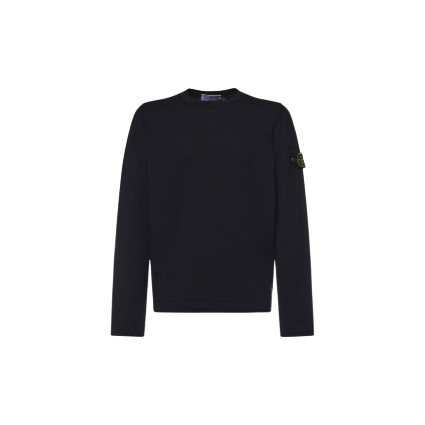 Pull ras-du-cou STONE ISLAND coton bio nylon noir manche roulotée