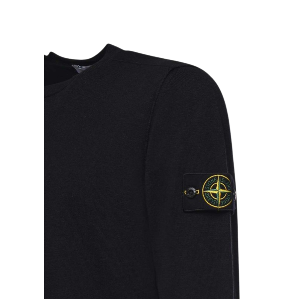Pull ras-du-cou STONE ISLAND coton bio nylon noir manche roulotée