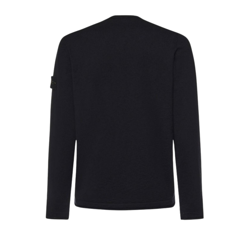 Pull ras-du-cou STONE ISLAND coton bio nylon noir manche roulotée