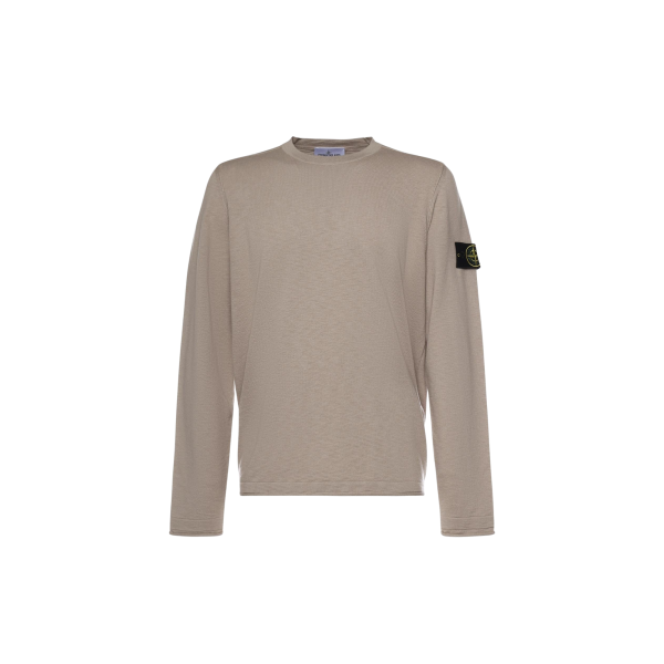 Pull ras-du-cou STONE ISLAND coton bio nylon beige sable manche roulotée