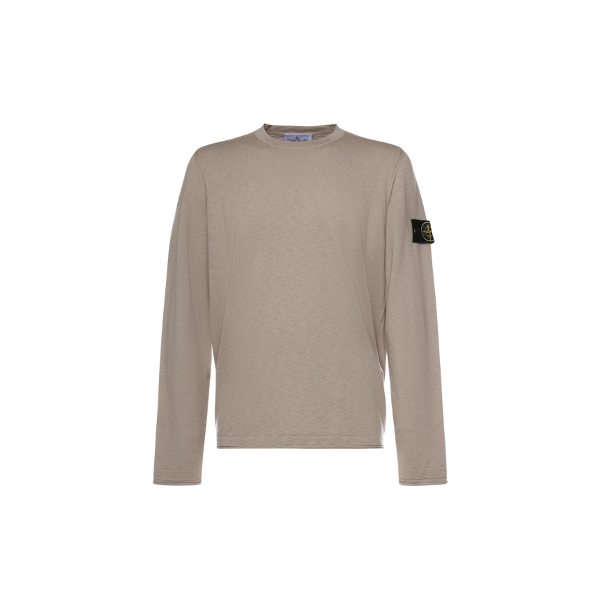 Pull ras-du-cou STONE ISLAND coton bio nylon beige sable manche roulotée