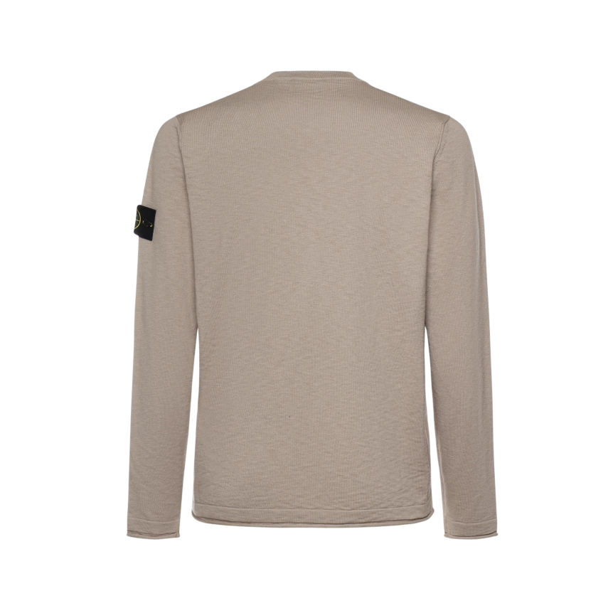 Pull ras-du-cou STONE ISLAND coton bio nylon beige sable manche roulotée