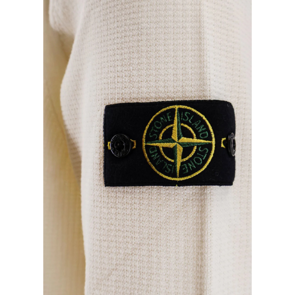 Pull ample ras-du-cou STONE ISLAND coton écru manche longue côtelée