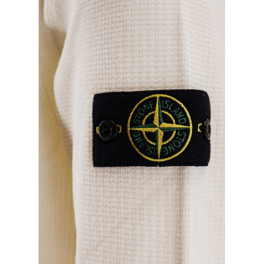Pull ample ras-du-cou STONE ISLAND coton écru manche longue côtelée