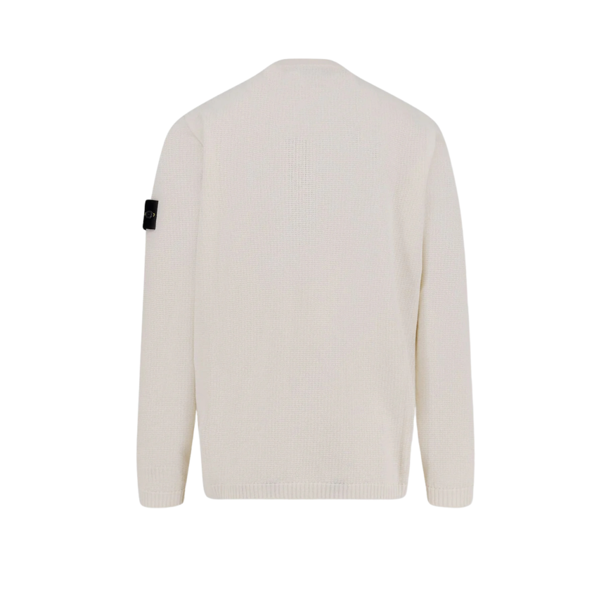 Pull ample ras-du-cou STONE ISLAND coton écru manche longue côtelée