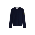 Pull ample ras-du-cou coton bleu marine manche longue côtelée