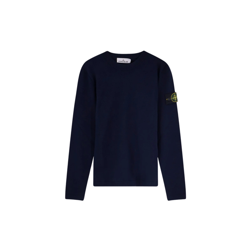 Pull ample ras-du-cou STONE ISLAND coton bleu marine manche longue côtelée