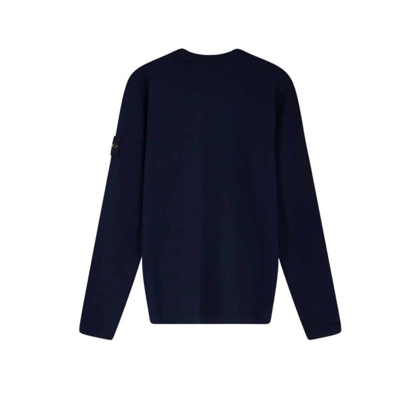 Pull ample ras-du-cou STONE ISLAND coton bleu marine manche longue côtelée