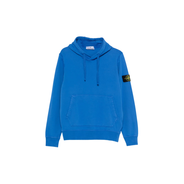 Sweat-shirt à capuche STONE ISLAND regular coton bleu roi poche kangourou