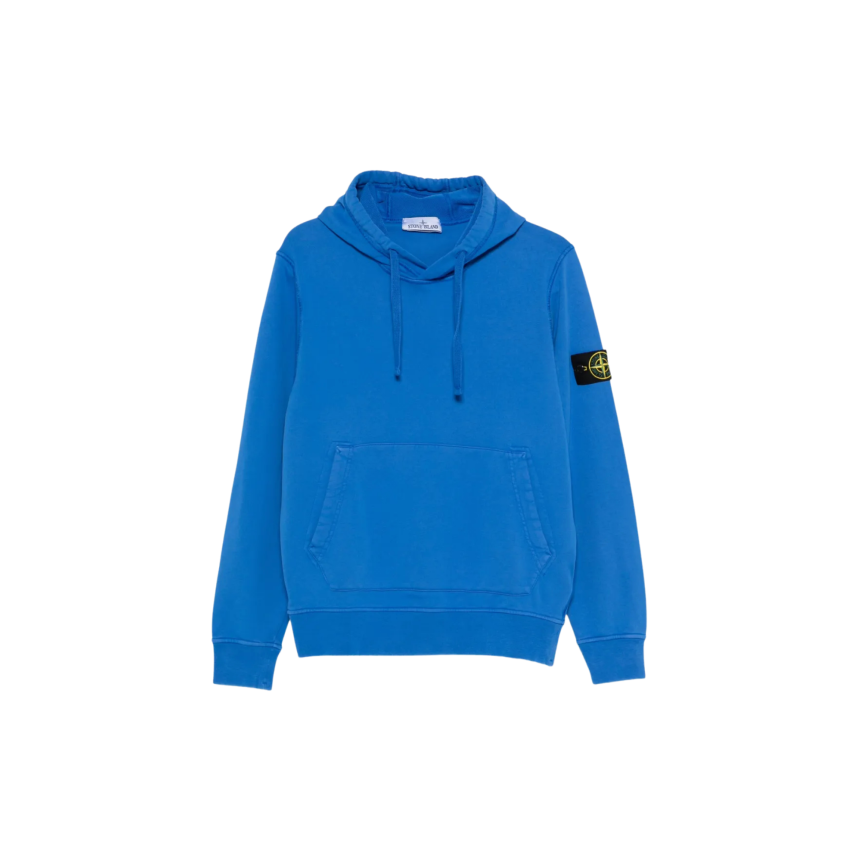 Sweat-shirt à capuche STONE ISLAND regular coton bleu roi poche kangourou