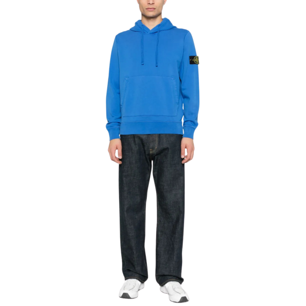 Sweat-shirt à capuche STONE ISLAND regular coton bleu roi poche kangourou