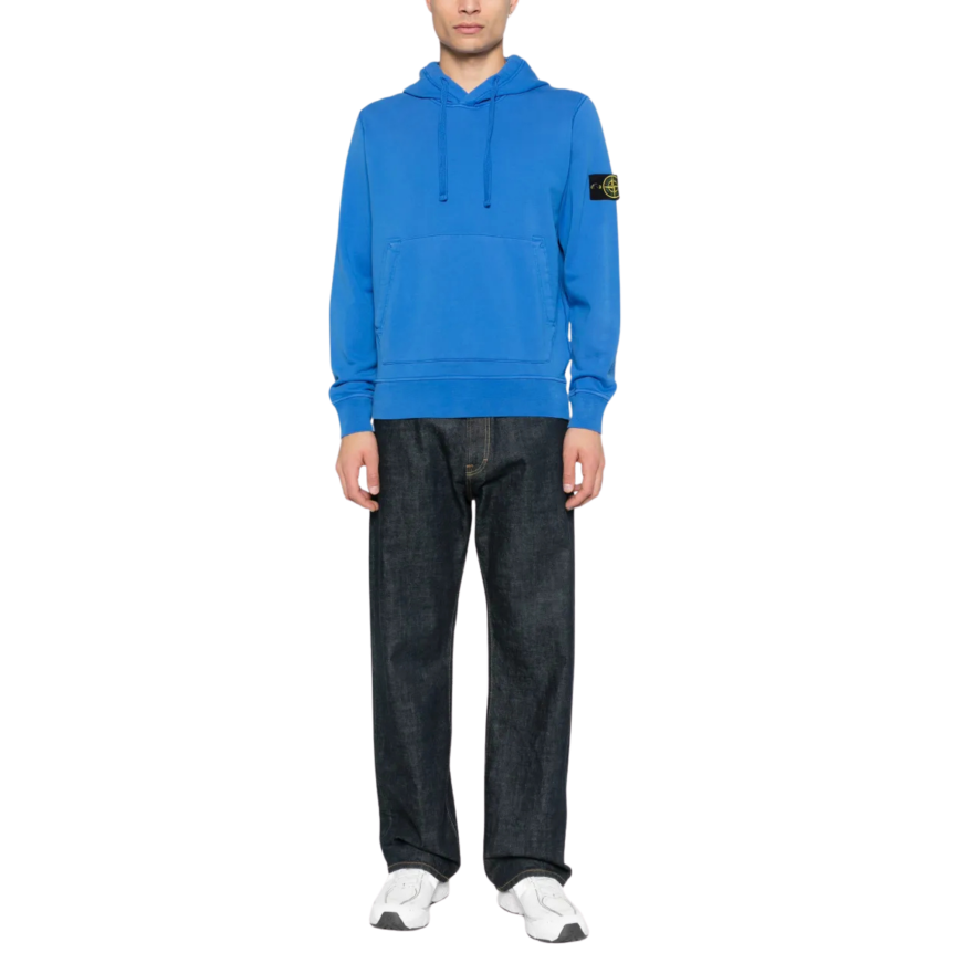 Sweat-shirt à capuche STONE ISLAND regular coton bleu roi poche kangourou