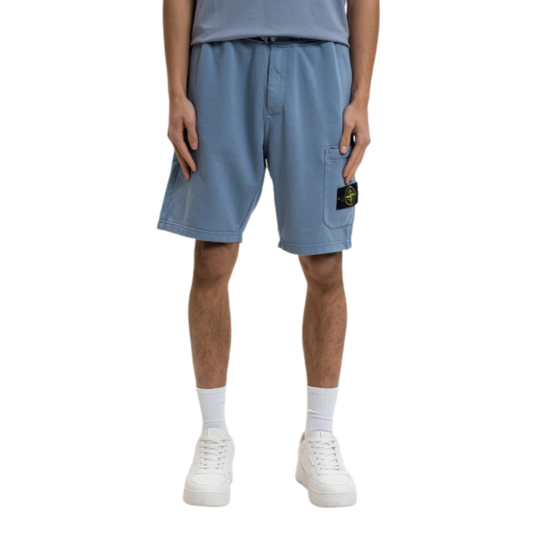 Short de jogging coupe regular STONE ISLAND à poche cargo coton bleu jeans