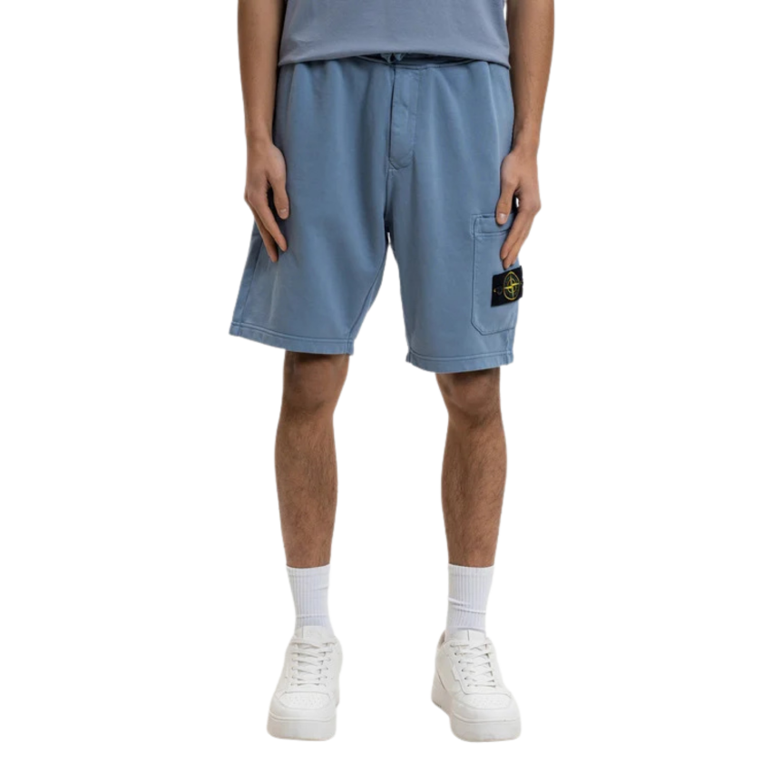 Short de jogging coupe regular STONE ISLAND à poche cargo coton bleu jeans