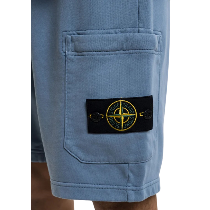 Short de jogging coupe regular STONE ISLAND à poche cargo coton bleu jeans