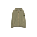Sweat-shirt zippé capuche molleton coton flammé kaki